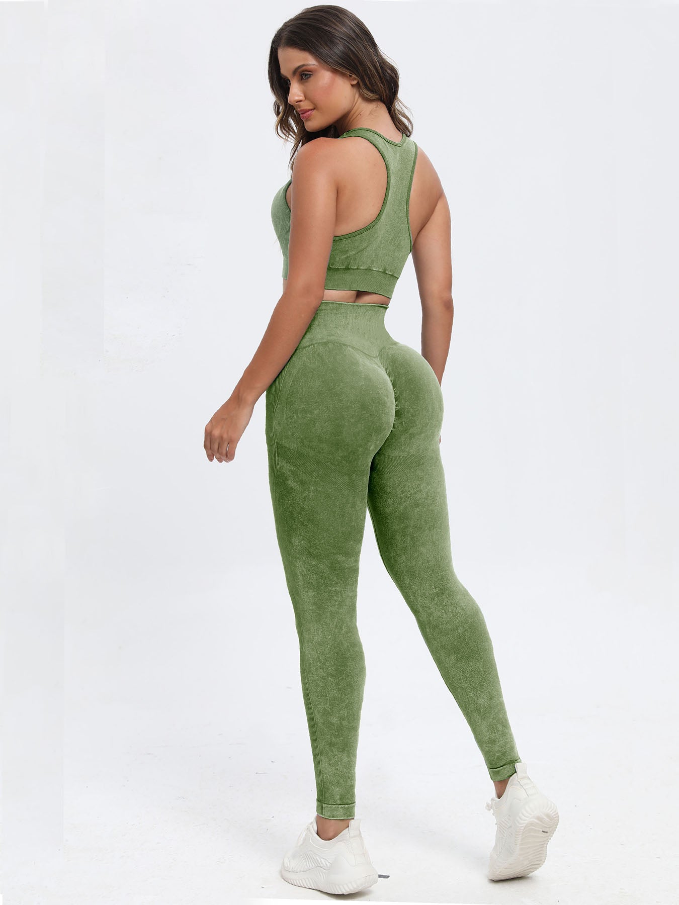 Matcha Green Scoop Neck Wide Strap Top and Pants Active Set