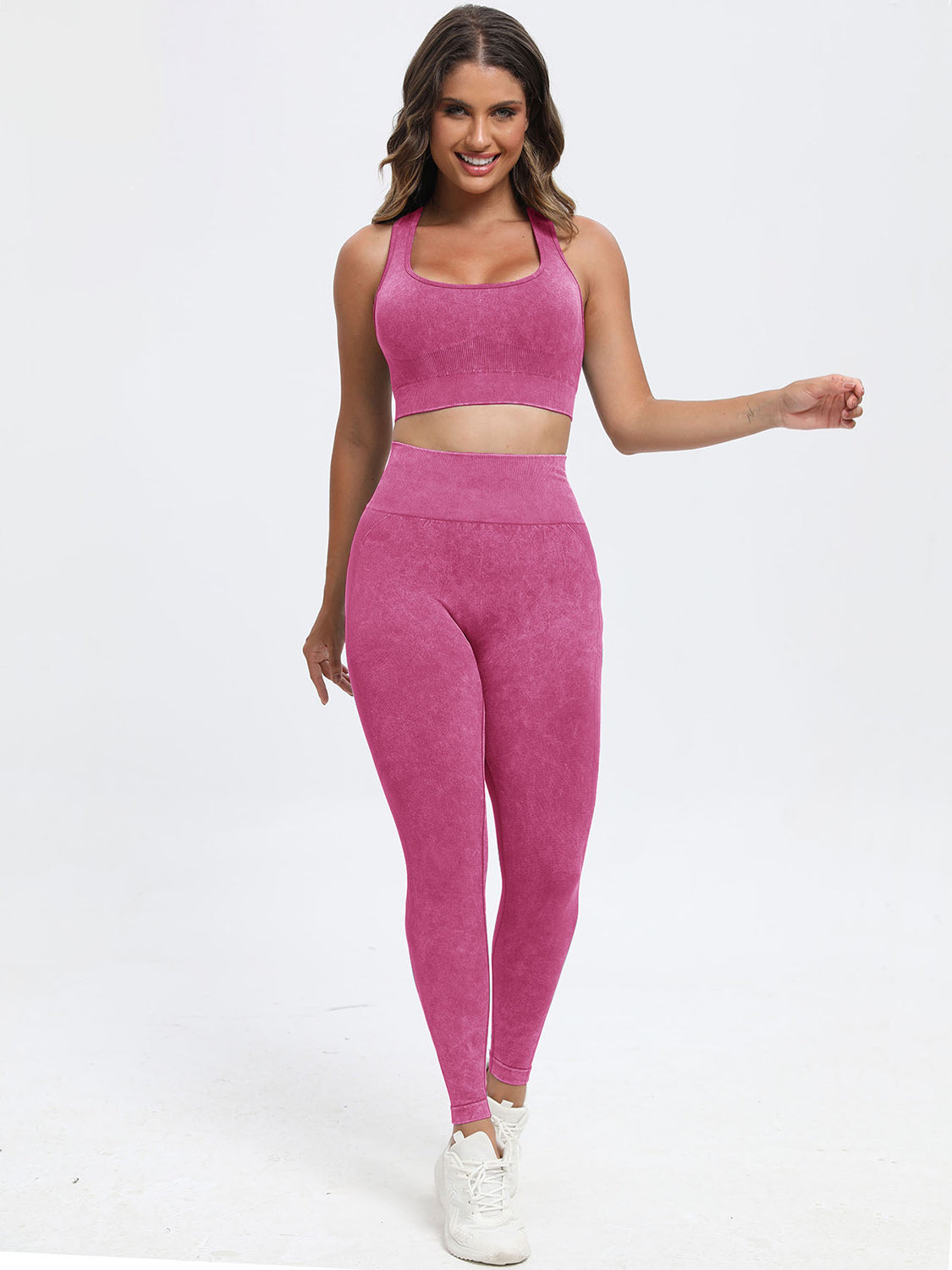 Pink Scoop Neck Wide Strap Top and Pants Active Set