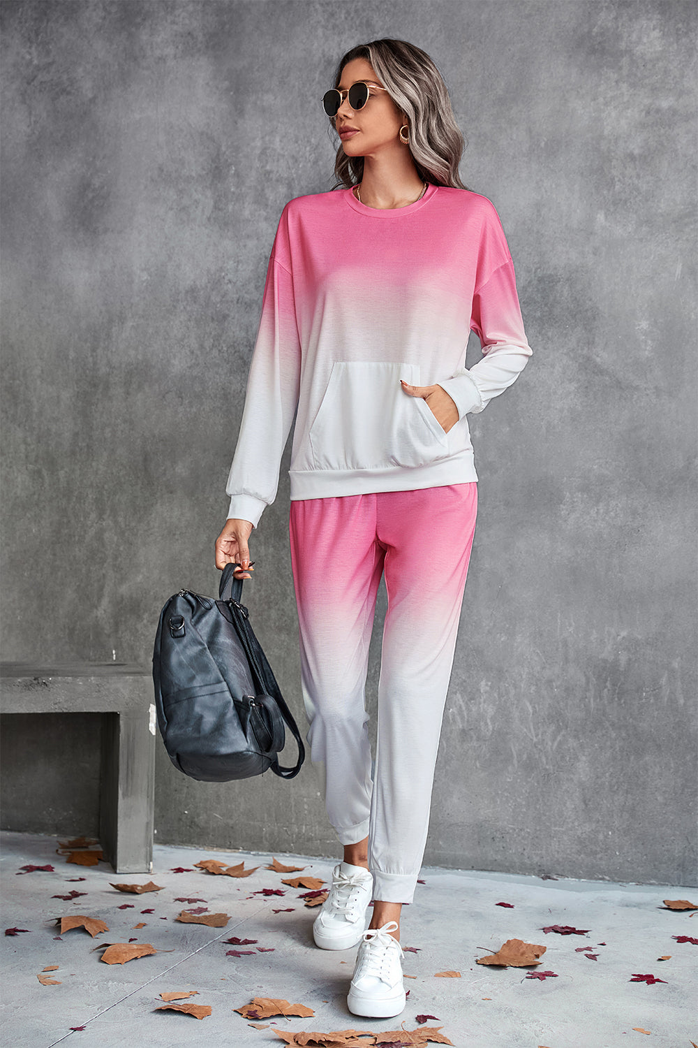 Blue Gradient Round Neck Sweatshirt and Joggers Set