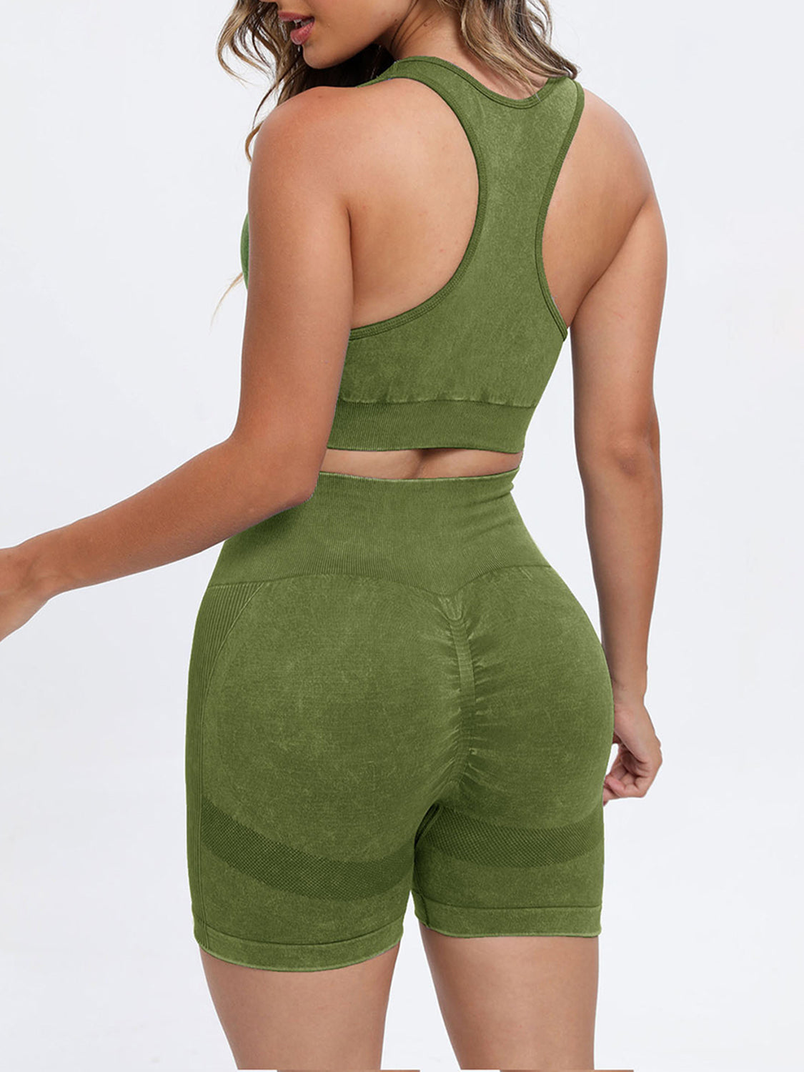 Matcha Green Scoop Neck Wide Strap Top and Shorts Active Set