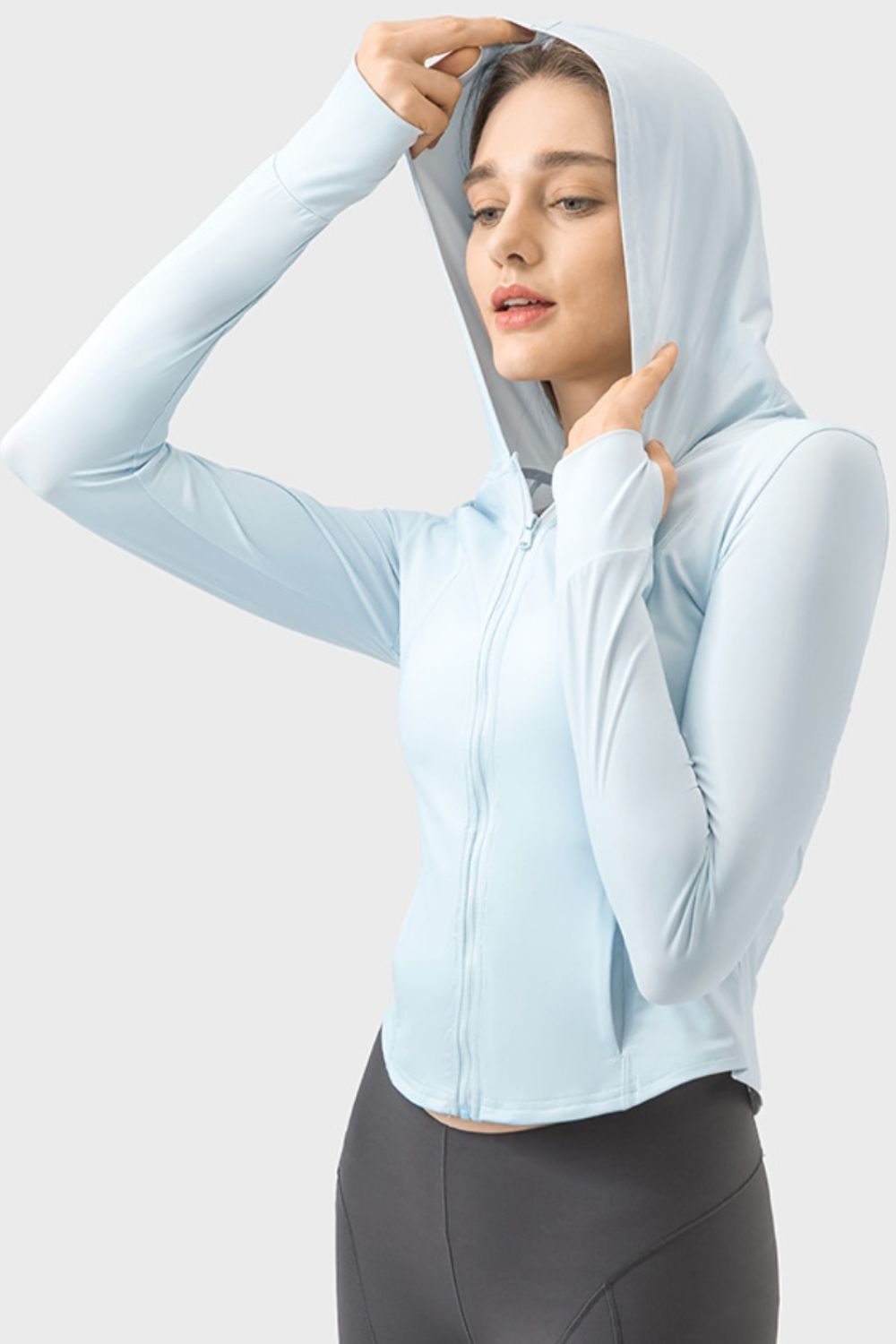 Millennia Pocketed Zip Up Hooded Long Sleeve Active Outerwear