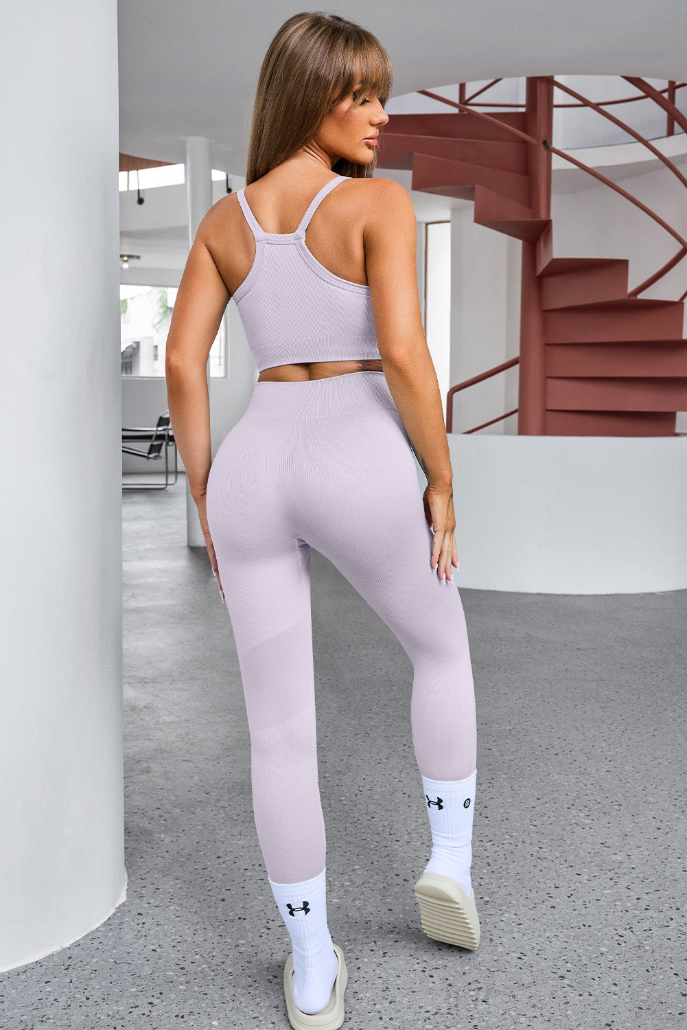 Lilac Tank Cropped Active Top and Pants Set