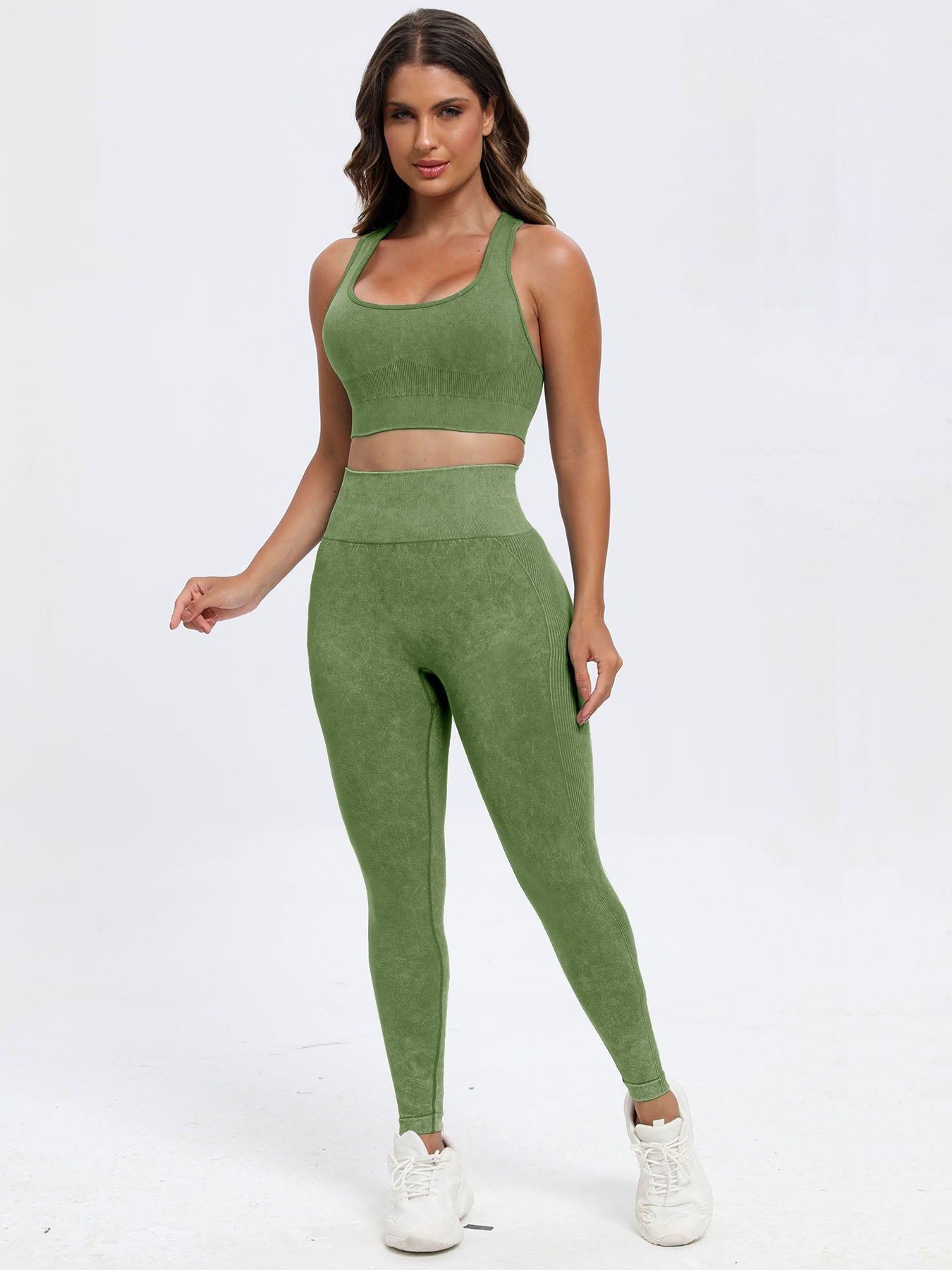 Matcha Green Scoop Neck Wide Strap Top and Pants Active Set